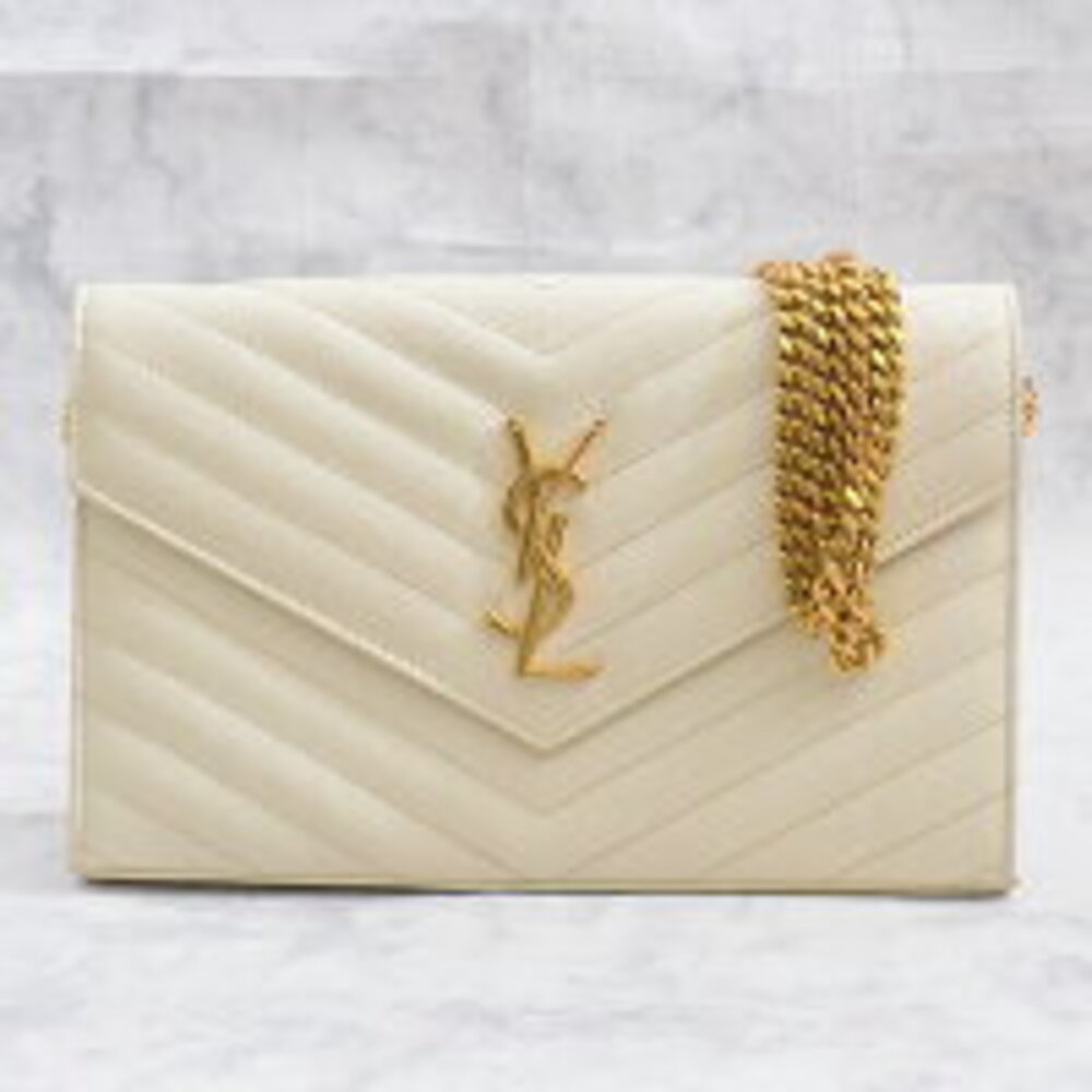 Saint Laurent Chain Wallet Bag Ivory White